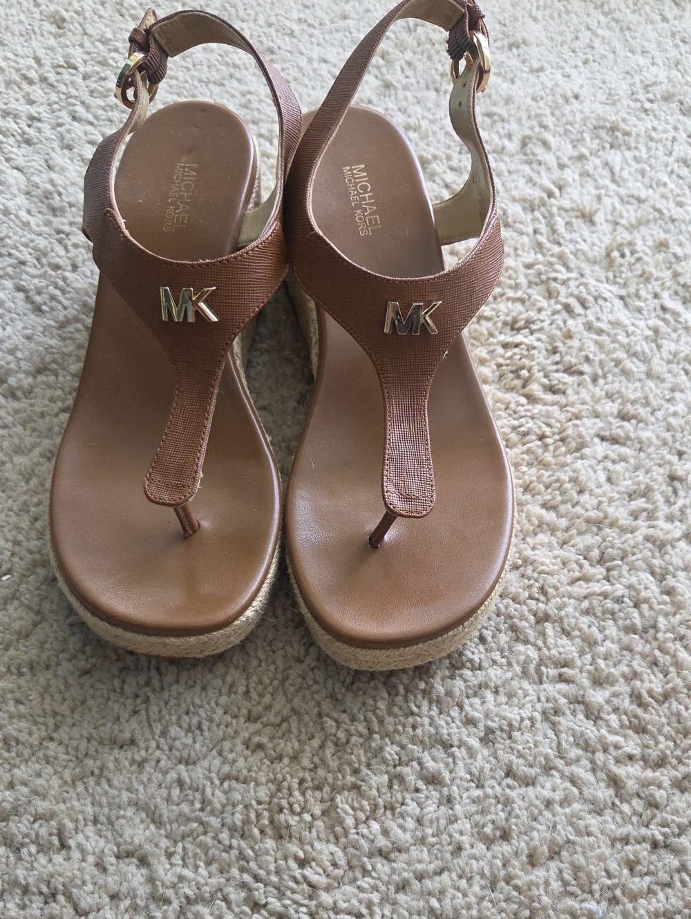 MICHAEL Michael Kors Brown Leather MK Thong Sandals
